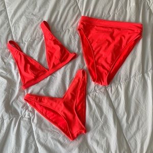 ASOS DESIGN mix and match rib high apex triangle bikini set